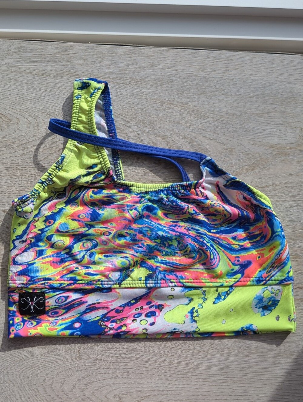 Kandi Kouture Dance Crop Top - Neon Marble Pattern - Size CXL 10/12.